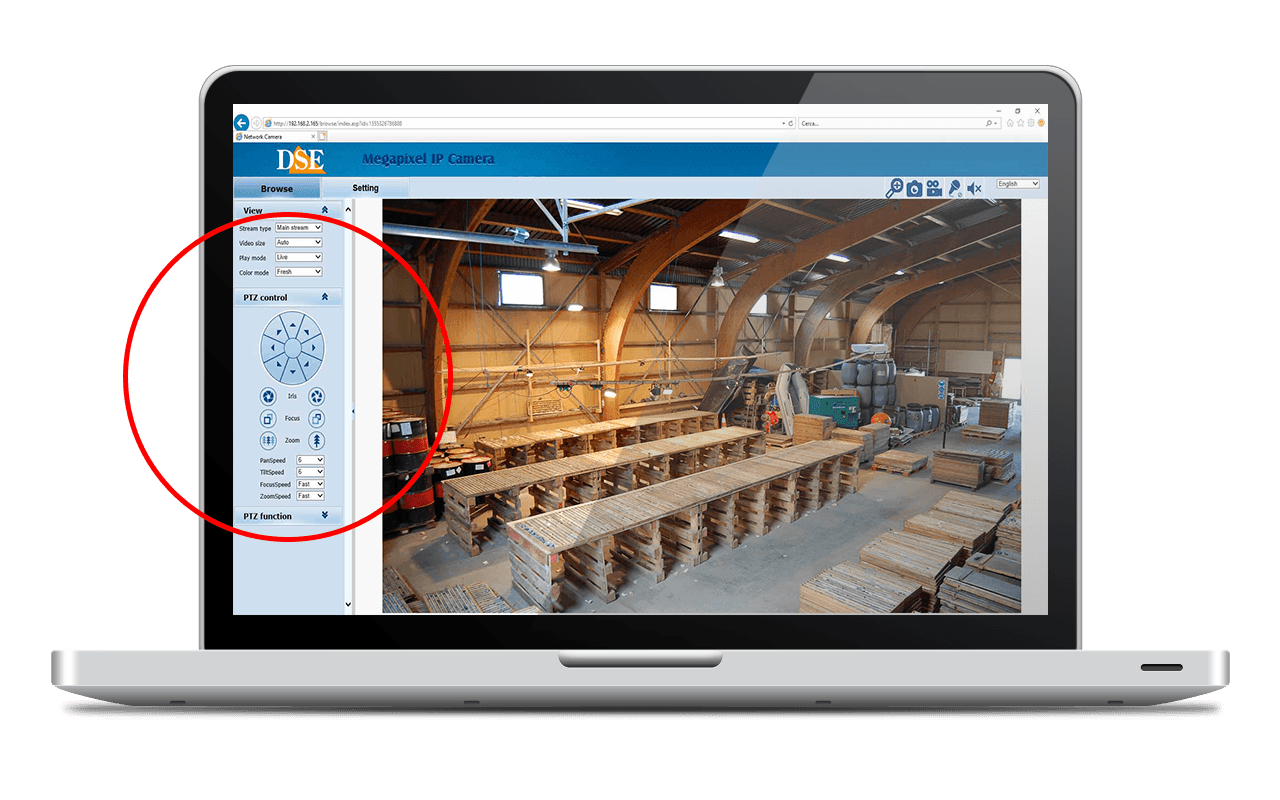 IP camera control via browser